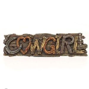 Cowgirl sign wall decor country western faux wood look 14” x 4.5”